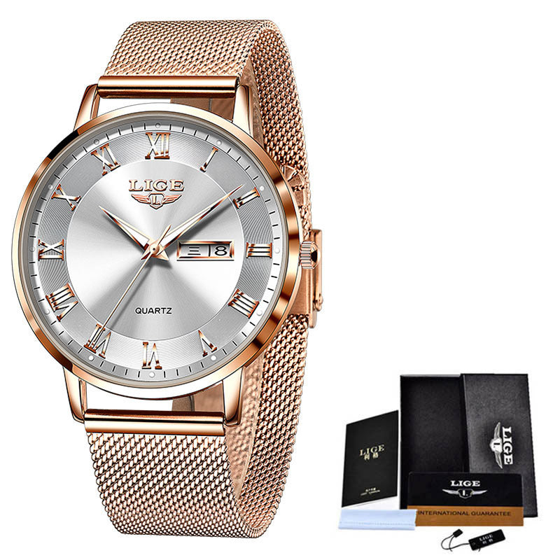 Thin Ladies Quartz Dual Calendar Waterproof Watch Limorista