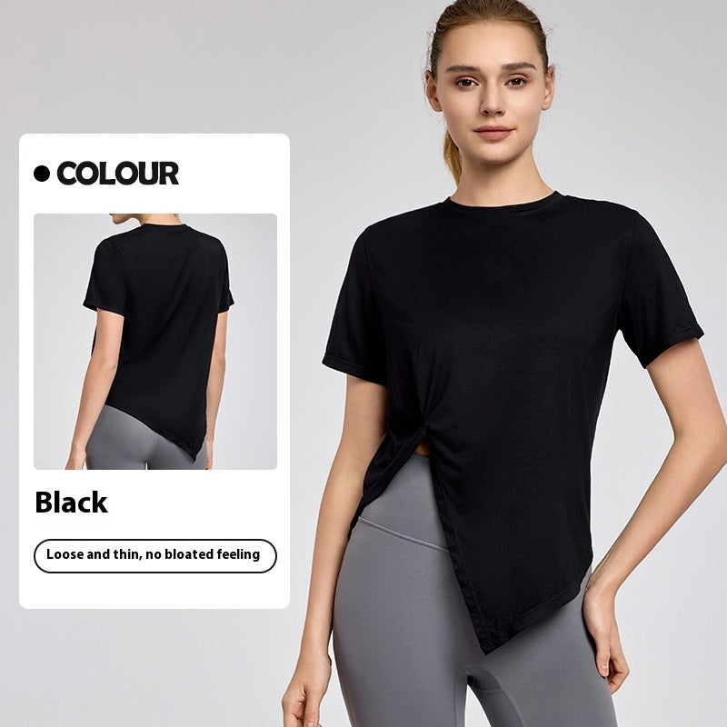 New Yoga Wear Short Sleeve Split Breathable Exercise Top Limorista
