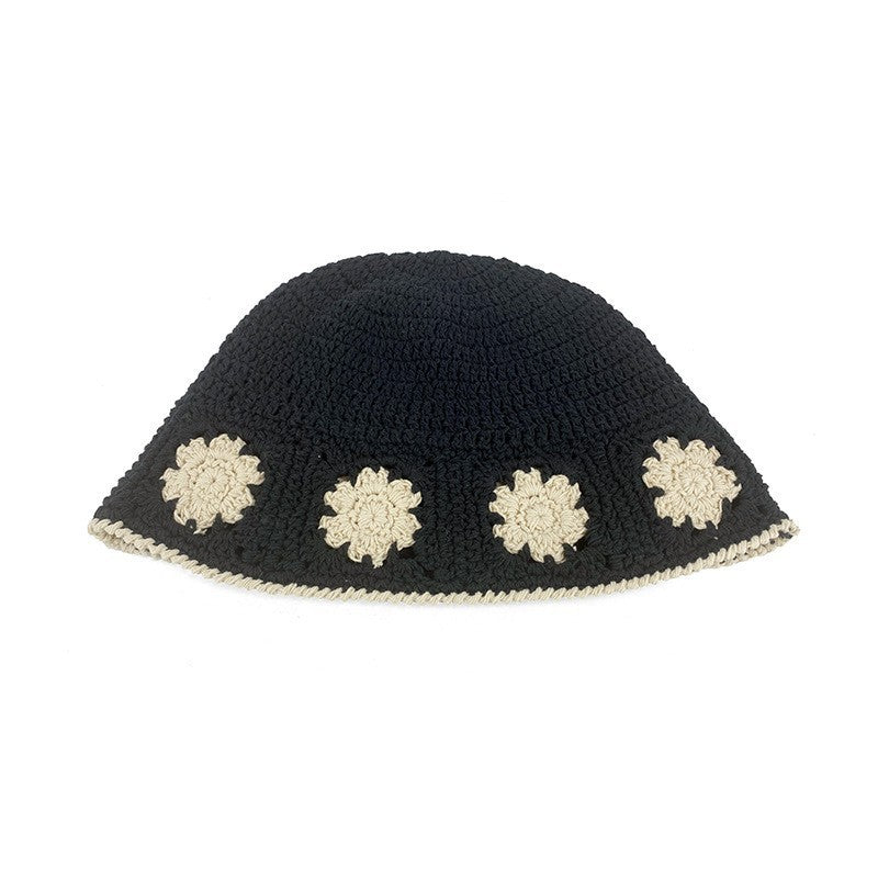 Japanese-style Retro Hollow Flower Handmade Knitted Bucket Hat Women Limorista
