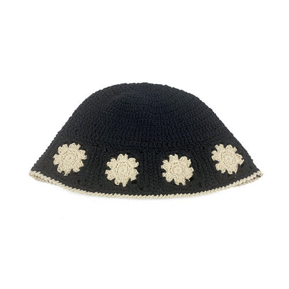 Japanese-style Retro Hollow Flower Handmade Knitted Bucket Hat Women Limorista