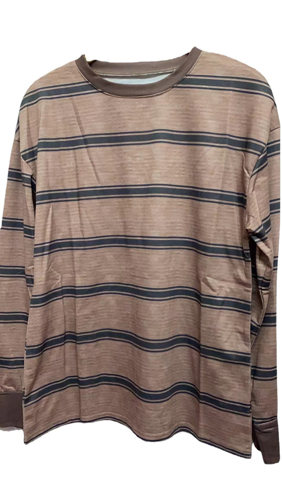 Striped Loose Slimming Long Sleeves T-shirt Preppy Style Women&