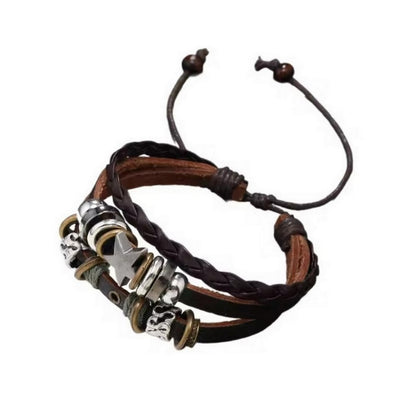 Personalized Beaded Five-pointed Star Leather Bracelet Trendy Simple Limorista