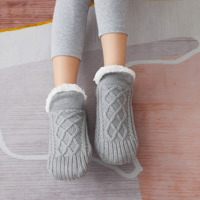 Winter Woolen Socks Women Thicken Warm Home Bedroom Socks Slippers Men Non-slip Foot Warmer Snow Socks Calcetines Mujer Limorista