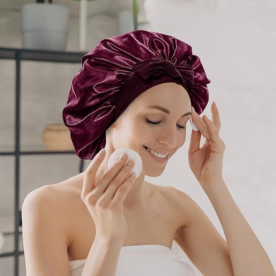 Satin Ribbon Round Bow Elastic Nightcap Limorista