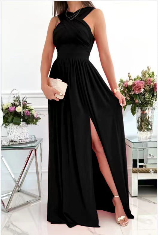 Summer Sleeveless Neck Hanging Back Dress Limorista