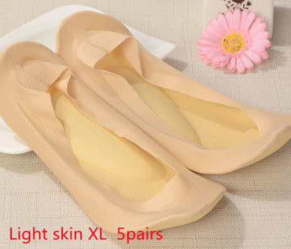 3D Arch Foot Massage Health Care Women Summer Socks Ice Silk Socks Shallow Mouth Silica Gel Invisible Slippers Feet Care Limorista