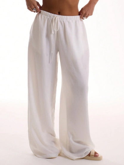 Holiday Textured Linen Feel Tie Waist Trouser Limorista