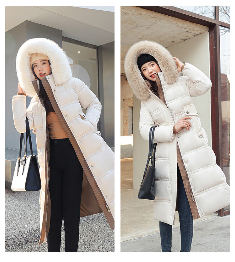 Over-the-knee Down Cotton Jacket Thickened Cotton-padded Coat Limorista