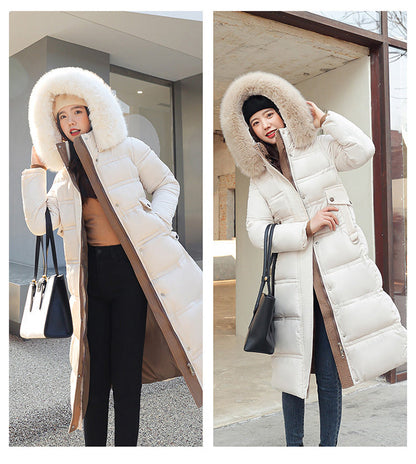 Over-the-knee Down Cotton Jacket Thickened Cotton-padded Coat Limorista