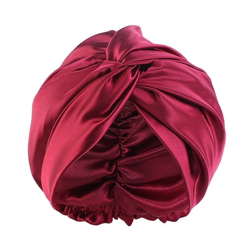 Europe And The United States Popular Imitation Silk Double Layer Nightcap Cross Twist Cap Limorista