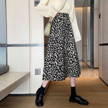 Leopard Print Skirt Women&