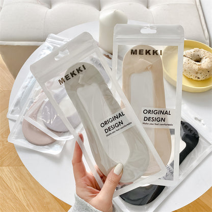 V Cut Ice Silk Mesh Invisible Female Socks Bottom Heel Color Matching Limorista