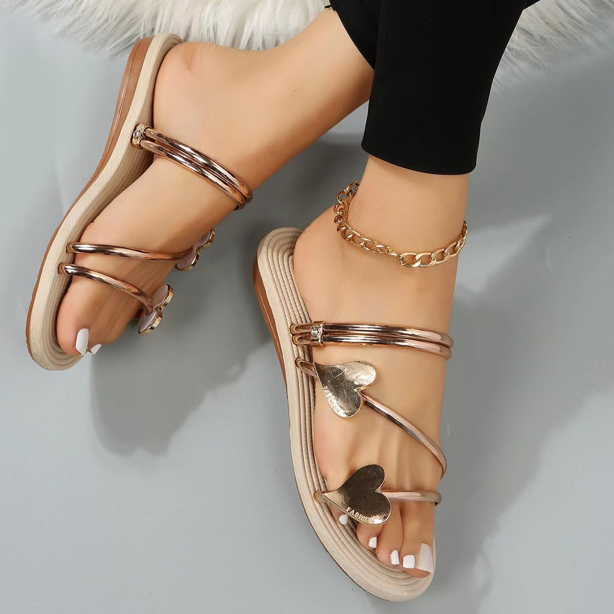 Heart Shape Slippers Summer Flat Love Beach Shoes Women Limorista