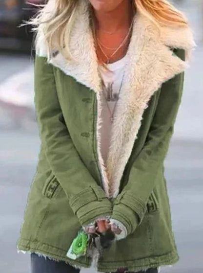 Women Plus Size Warm Coats Composite Plush Button Lapels Jacket Outwearcoat Limorista