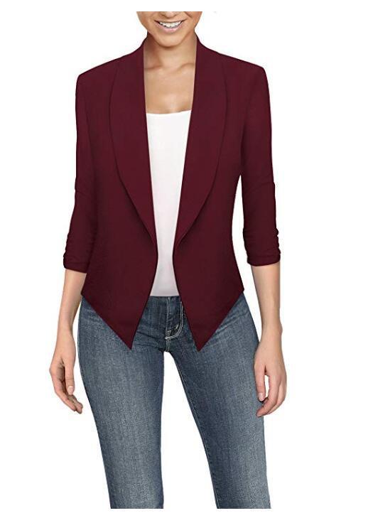 Long Sleeve Solid Color Cardigan Irregular Hem Small Suit Women Limorista