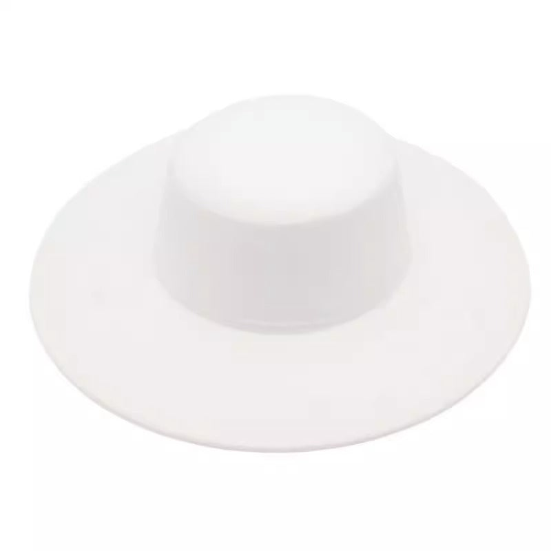 Flat Top Woolen Hat Big Brim Fedora Hat Hepburn Style Limorista