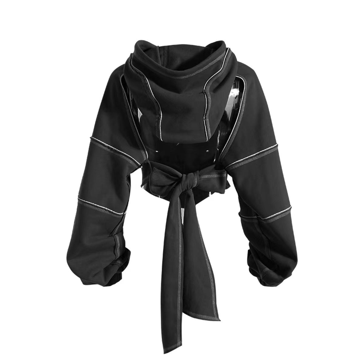 New Color Contrast Bright Line Short Hooded Sweater Limorista