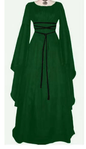 Halloween Long Sleeve Round Collar Belt Irregular Ladies Dress Halloween Witch Costume Limorista
