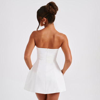 Fashion Tube Dress Summer Solid Color Sasual Backless Slim Short Dresses Party Womens Clothing Limorista