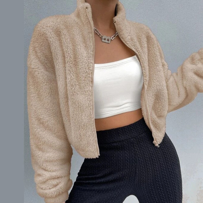 Autumn And Winter Leisure Short Zipper Furry Coat Limorista