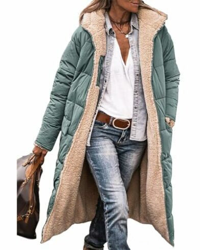 Solid Color Hooded Cotton Jacket Long Sleeve Double-sided Wear Slim Fit Elegant Cardigan Coat Top Limorista
