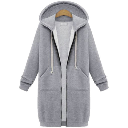 Hooded Long Sleeve Sweater Fleece Long Jacket Limorista
