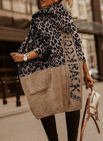 Hooded Temperament Printed Loose Zipper Sweater Coat Limorista