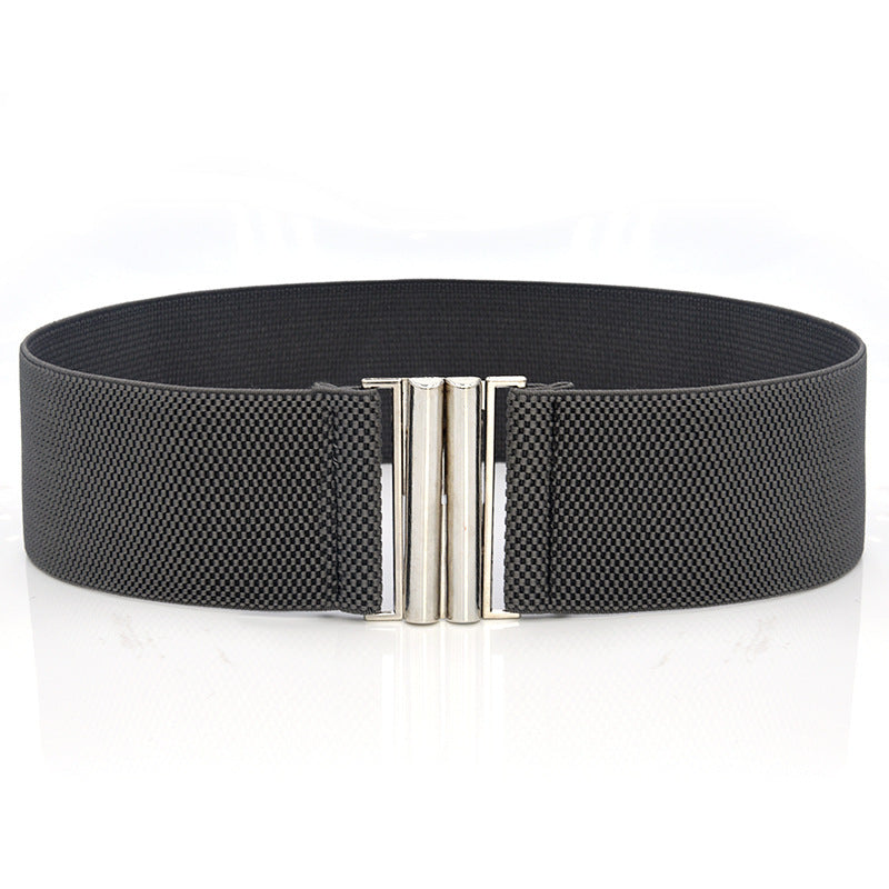 Elastic Elastic Silver Buckle Wide Belt Decorated Skirt Accessories Limorista