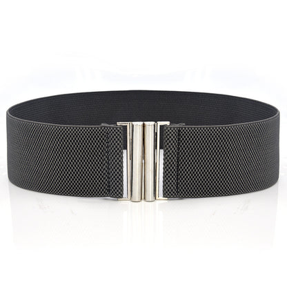 Elastic Elastic Silver Buckle Wide Belt Decorated Skirt Accessories Limorista