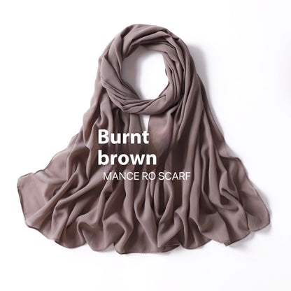 Pure Color Pearl Chiffon Scarf Headcloth Veil Chiffon Scarf Limorista