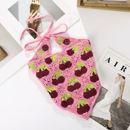 Girl Checker Crochet Triangle Scarf Headband Knitted Flower Limorista