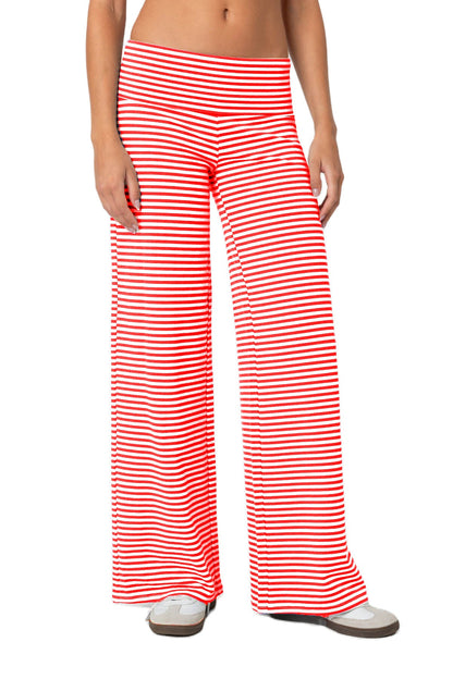 Cropped Striped Loose Trousers Autumn Sports Style Draped Casual Pants Limorista