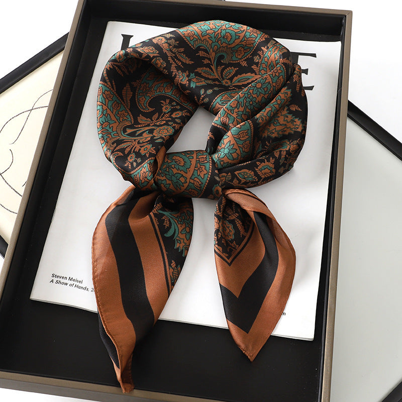 Artificial Silk Striped High-grade Korean Style Stylish Beach Arm Bag Silk Scarf Limorista