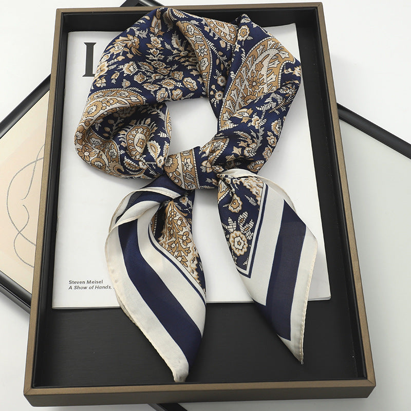 Artificial Silk Striped High-grade Korean Style Stylish Beach Arm Bag Silk Scarf Limorista