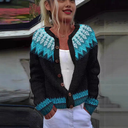 3D Digital Printing Cardigan Knitted Coat Women&