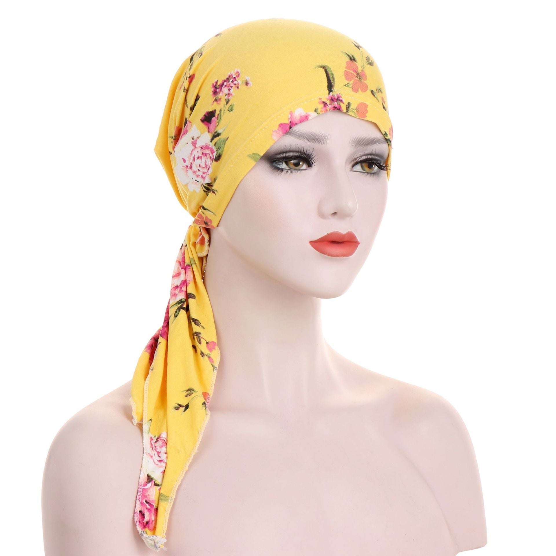 Curved Tail Turban Hat Flower Cloth Pullover Limorista