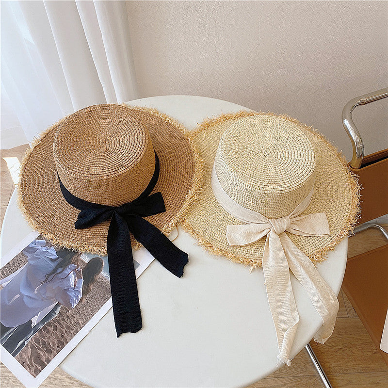 Japanese All-match Frayed Bow Straw Hat Limorista