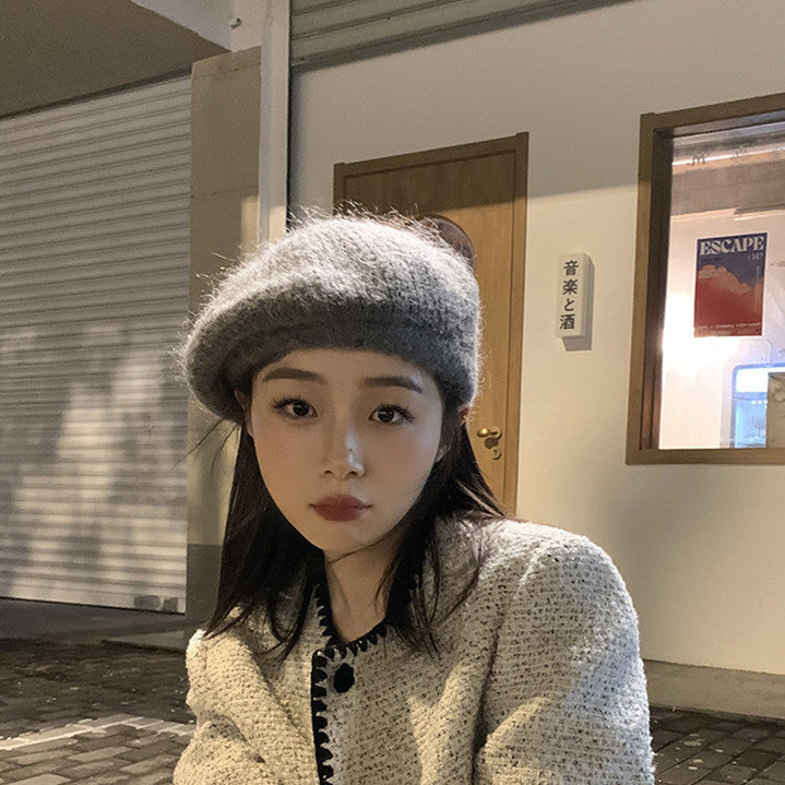 Soft Glutinous Mohair Knitted Plush Knitted Hat Limorista