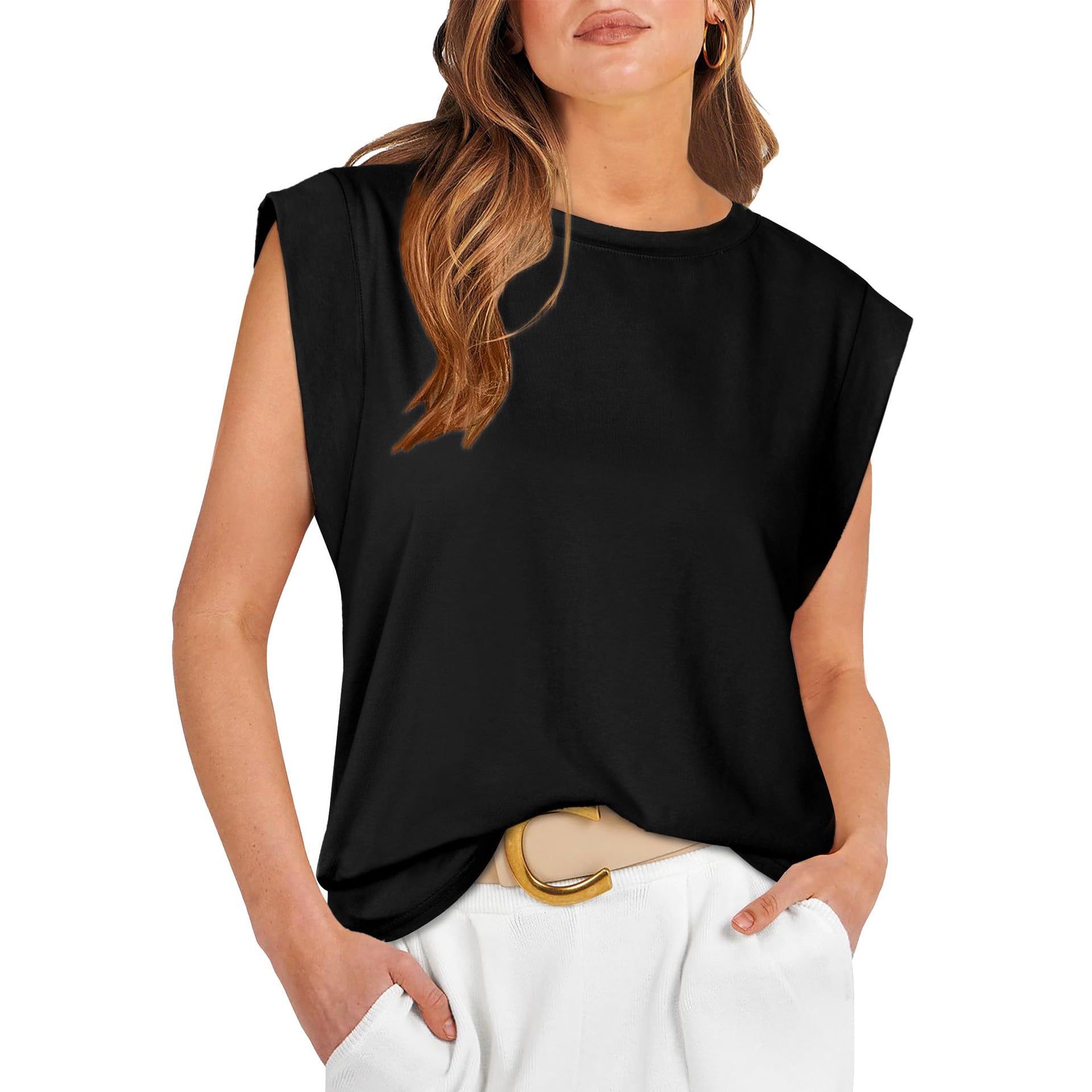 Round Neck Loose Short Sleeves Striped Top For Women Limorista