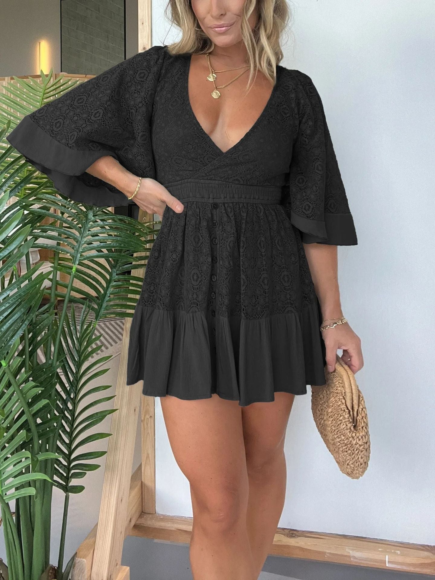 European And American Style Street Hipster V-neck Dress Limorista