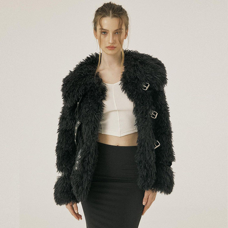 Fluffy Woolen Leather Ring Top Hot Girl Loose Limorista
