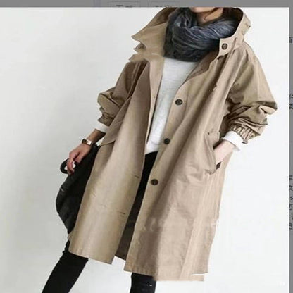 Women Windbreaker Jacket Casual Loose Button Pockets Hooded Quick Dry Windproof Waterproof Clothes For Outdoor Hiking Camping Limorista
