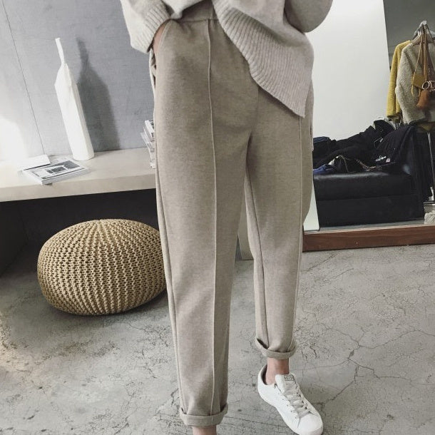 Plus Size Straight Tapered Casual Pants Limorista