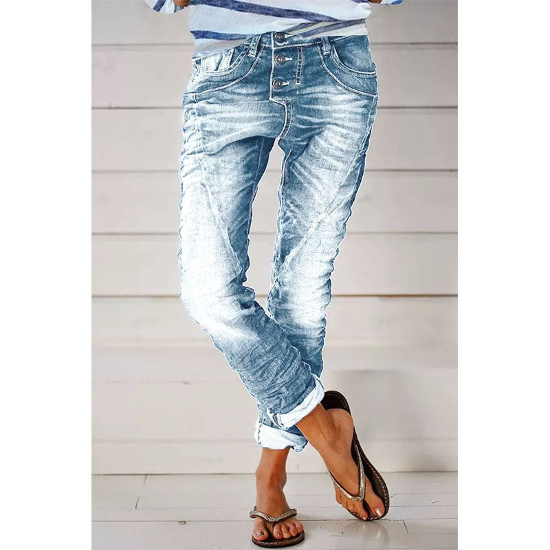 Drawstring Elastic Waist Washed Women&