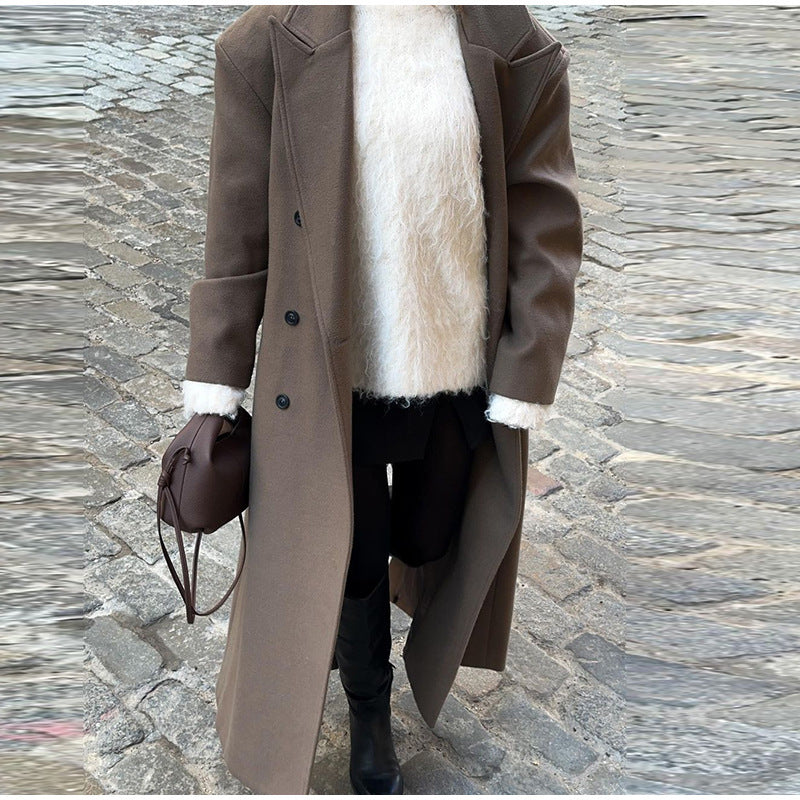 Autumn And Winter Temperament Commute Suit Collar Long Woolen Coat Limorista