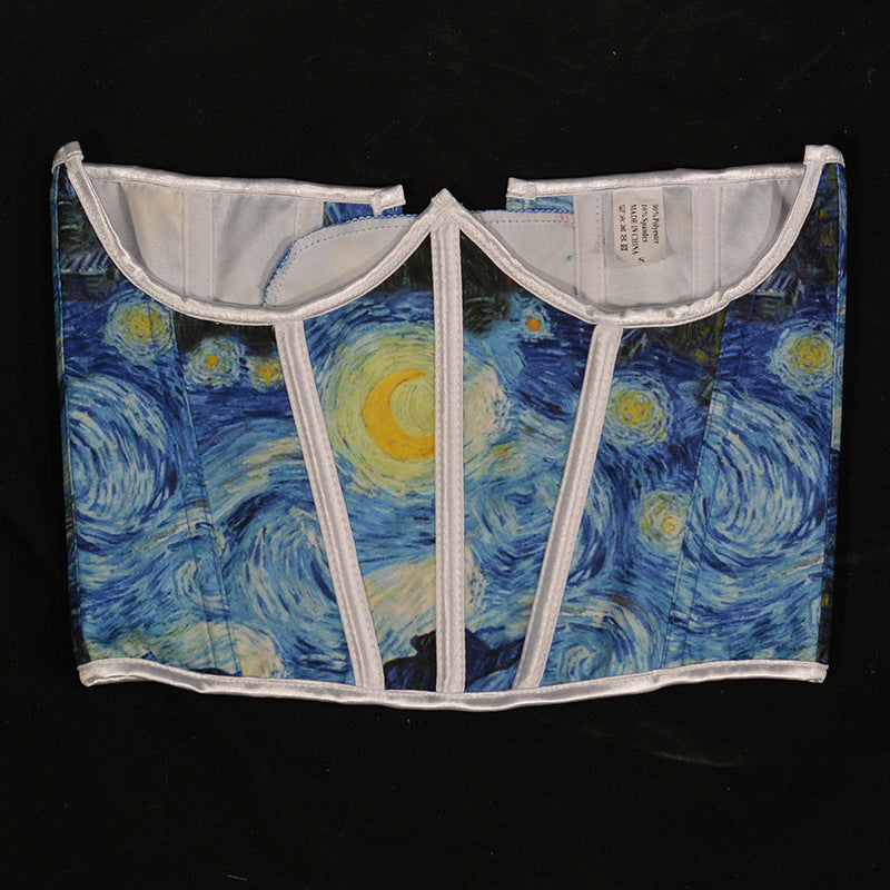 21cm Short Oil Painting Style Monet Starry Night Belt Limorista