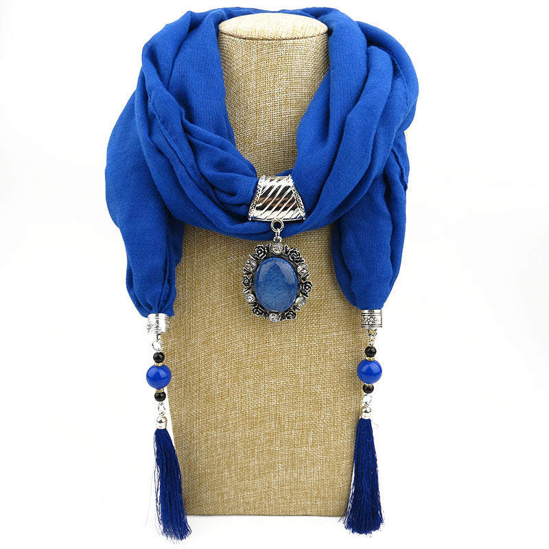 Ethnic Style Peacock Pendant Gem Tassel Scarf Shawl Autumn And Winter Women&