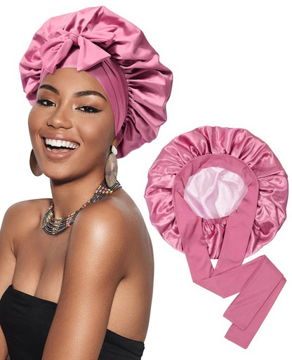Double-layer Ribbon Round Cap Bow Hair Care Wide-brimmed Hat Limorista