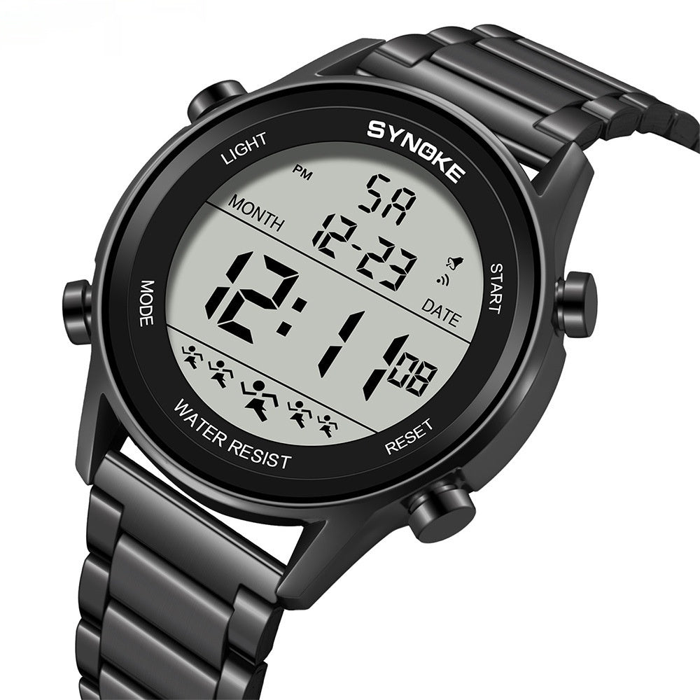 Steel Belt Sports Electronic Watch Waterproof Multifunctional Large Screen Luminous Limorista