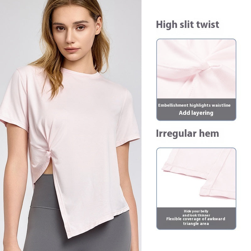 New Yoga Wear Short Sleeve Split Breathable Exercise Top Limorista